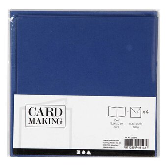 Blue Cards and Envelopes 6 x 6 Inches 4 Pack