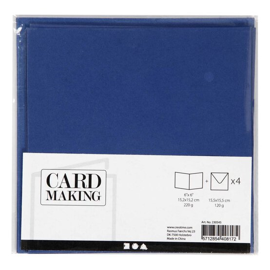Blue Cards  6 x 6 Inches 4 Pack