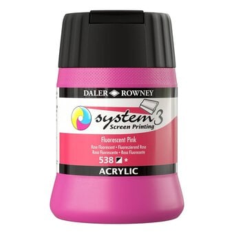 Daler-Rowney System3 Fluorescent Pink Screen Printing Acrylic Ink 250ml
