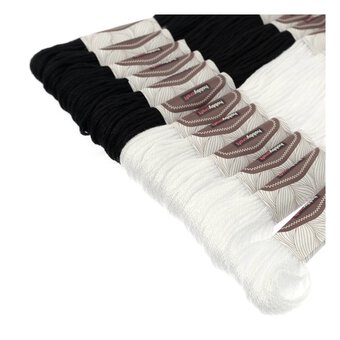 Black and White Embroidery Floss 8m 12 Pack