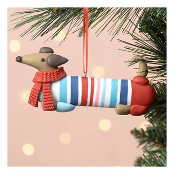 Clay Sausage Dog Decoration 10cm 