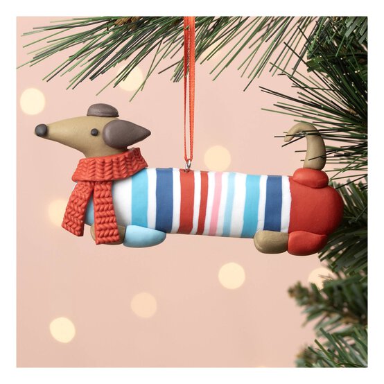 Clay Sausage Dog Decoration 10cm  image number 1