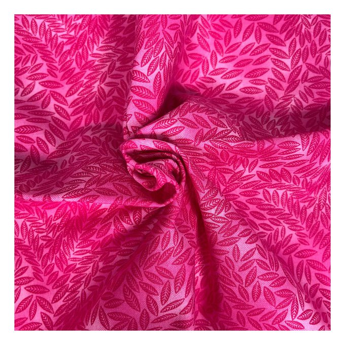 Fuchsia Cotton Textured Leaf Blender Fabric by the Metre image number 1