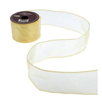 Light Gold Wire Edge Organza Ribbon 63mm x 3m image number 2
