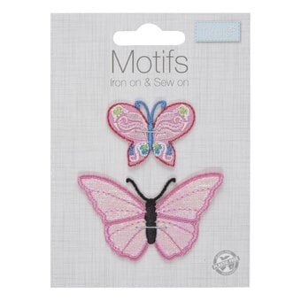 Trimits Pink Butterfly Iron-On Patches 2 Pack image number 2