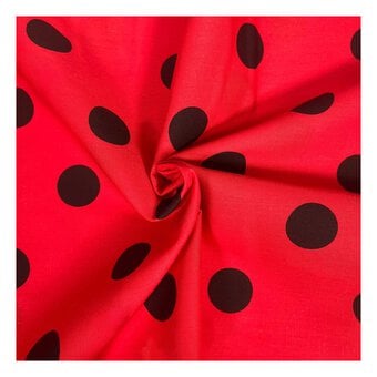 Black and Red Spotty Polycotton Fabric by the Metre