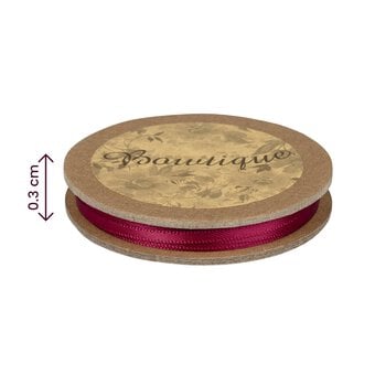 Wine Double-Faced Satin Ribbon 3mm x 5m image number 4