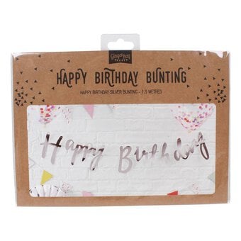 Ginger Ray Silver Happy Birthday Bunting 1.5m image number 2