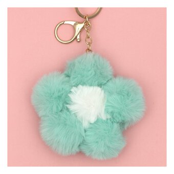 Green Pom Pom Flower Keyring