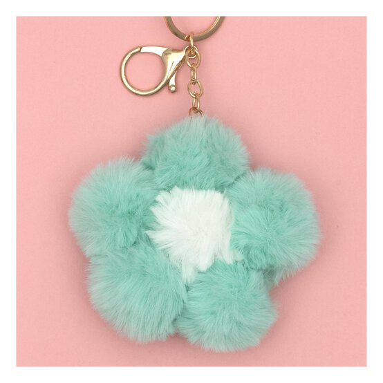Green Pom Pom Flower Keyring image number 2