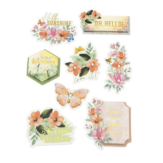 Bright Watercolour Flower Card Toppers 8 Pack  image number 1
