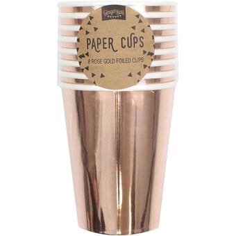 Ginger Ray Rose Gold Paper Cups 8 Pack image number 3