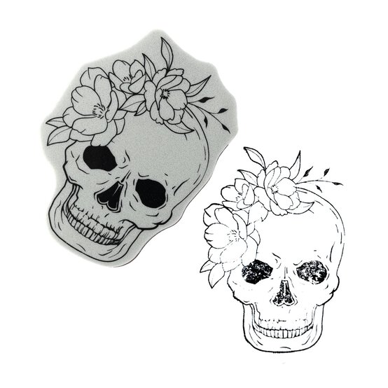 Floral Skull Tattoo Cling Stamp image number 1