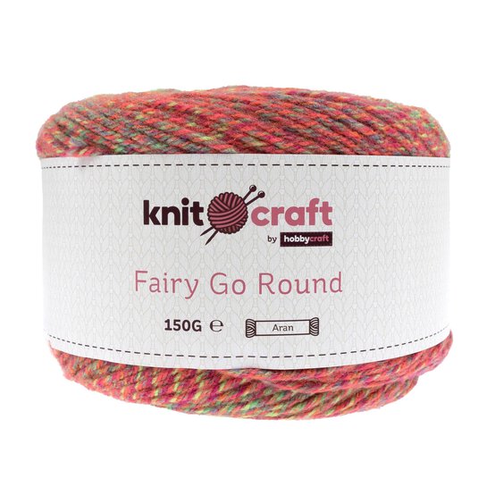 Knitcraft Pink Orange Green Fairy Go Round Aran Yarn 150g image number 1