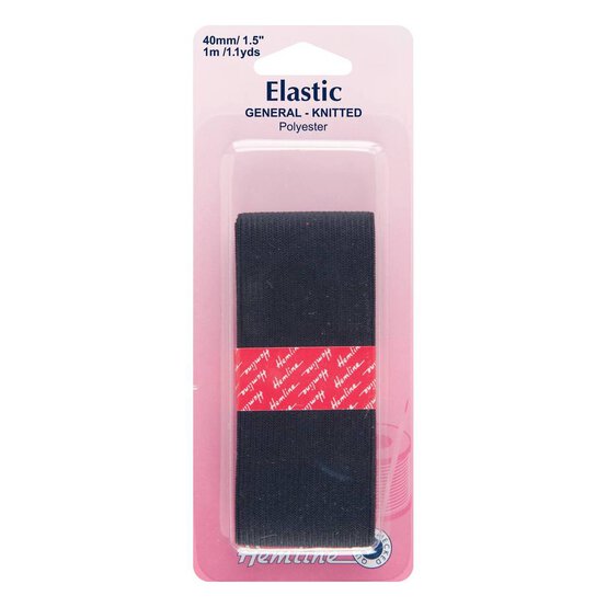 Hemline Black Knitted Elastic 40 mm x 1 m image number 1