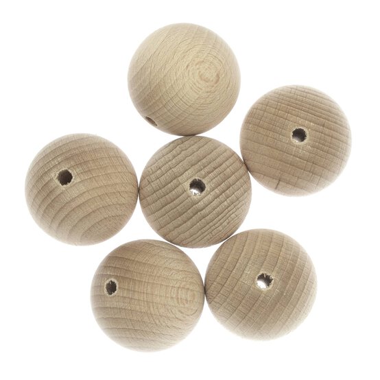 Round Wooden Beads 15mm 6 Pack image number 1