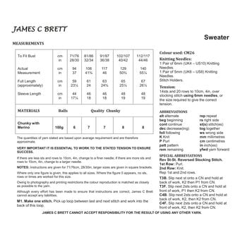 James C Brett Chunky Jumper Pattern JB752