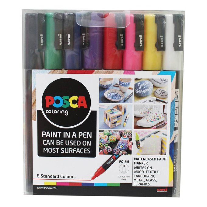 UNI Posca Paint Marker PC-3M - Fine Point - 8 Color Set -  Paint Marker