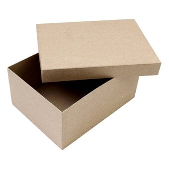 Mache Rectangular Box with Lid 20cm