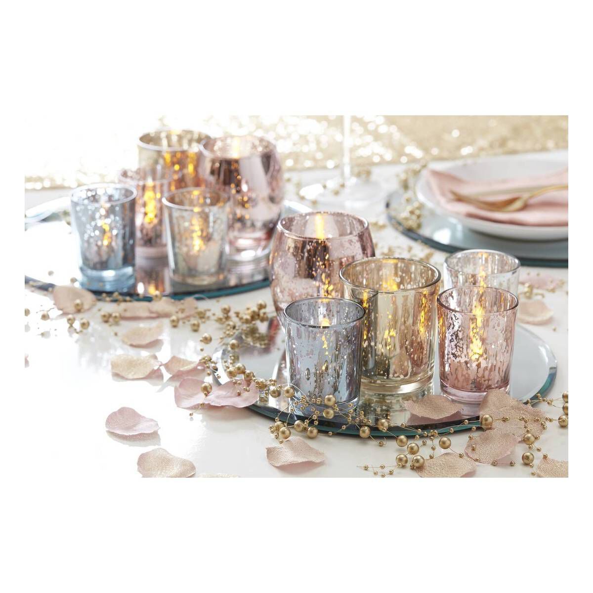 Rose Gold Glass Candle Holder 6cm Hobbycraft