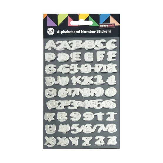 Silver Metallic Puffy Uppercase Alphabet Stickers 106 Pieces image number 4