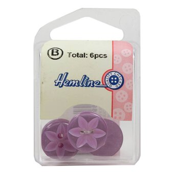 Hemline Lilac Basic Star Button 6 Pack