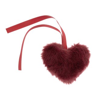 Burgundy Faux Fur Heart Pom 9cm