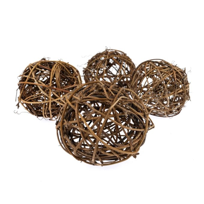 Rattan Ball 8cm 4 Pack image number 1