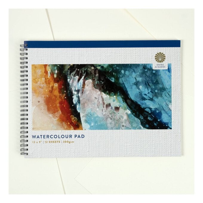 Shore & Marsh Cold Pressed Watercolour Spiral Pad 12 x 9 Inches 12 Sheets  image number 1