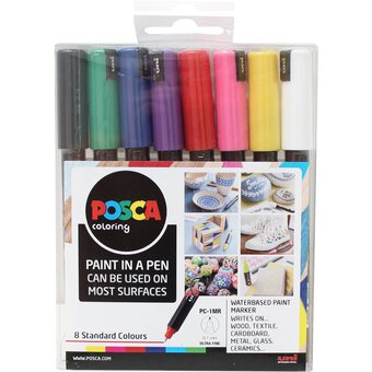 Posca PC-1MR Paint Art Marker 18 Pen Set - Plastic Wallet - Extra Black+ White