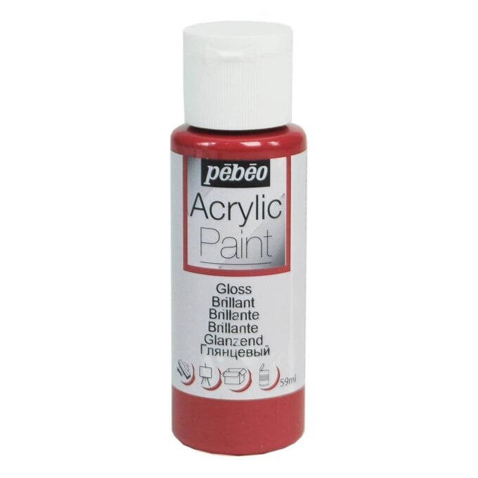 Pebeo Bordeaux Red Gloss Acrylic Craft Paint 59ml image number 1