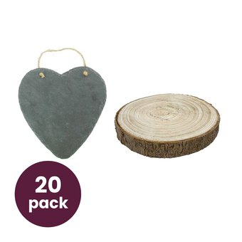 Wooden Slice and Slate Heart 20-Piece Bundle