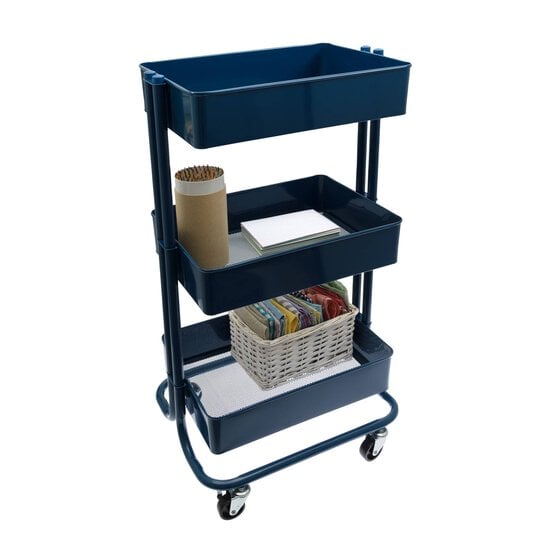 Dark Blue Three Tier Storage Trolley image number 2