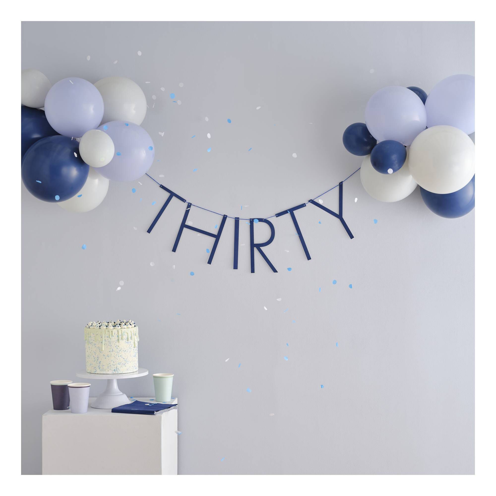 Ginger Ray Navy Thirty Balloon Bunting 1.5m Hobbycraft