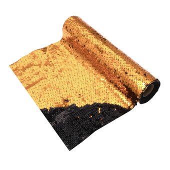 Orange and Black Sequin Fabric Roll 28cm x 2m 
