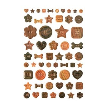 Brown Button Puffy Stickers