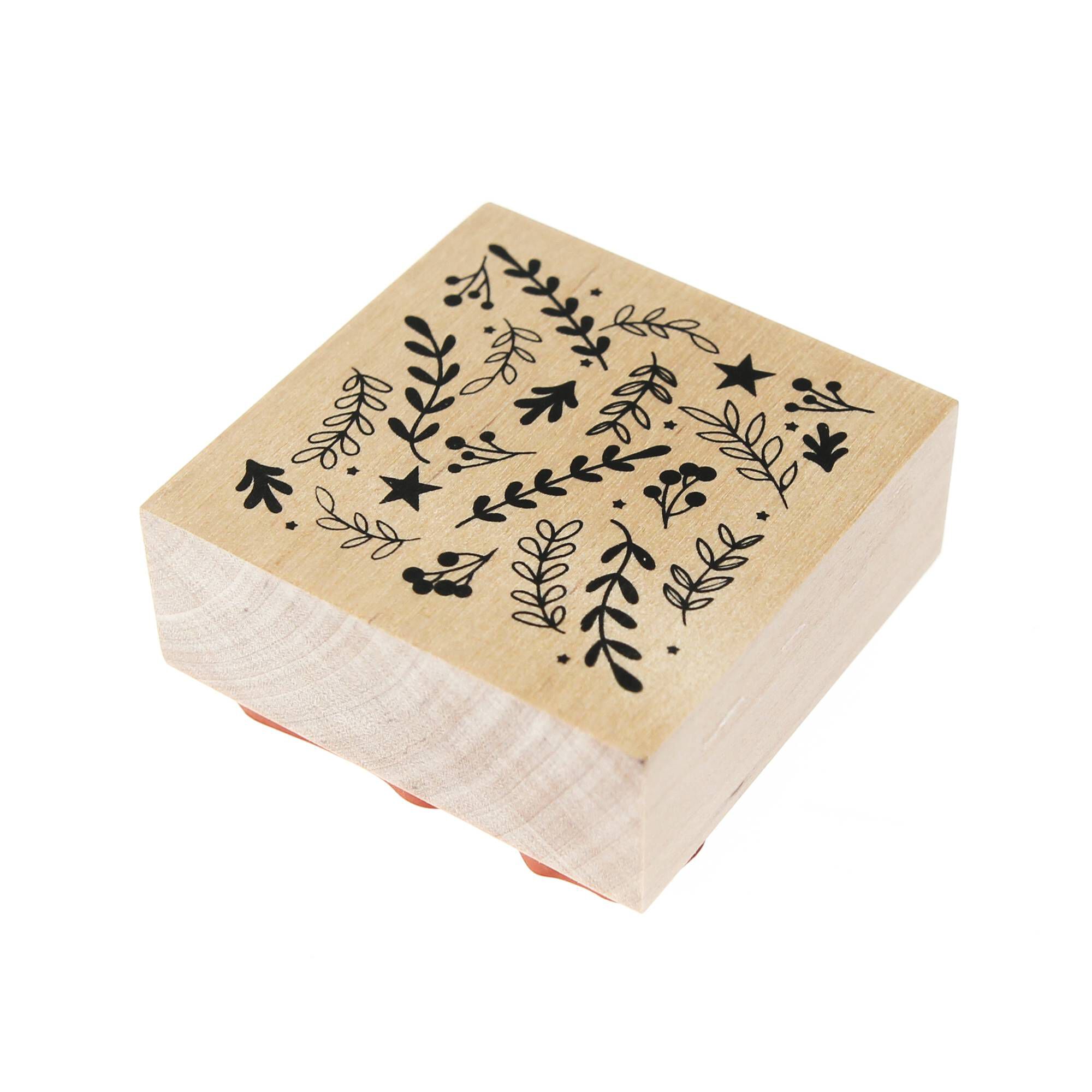 Foliage Wooden Stamp 5cm x 5cm Hobbycraft