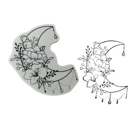 Flower Moon Tattoo Cling Stamp image number 1