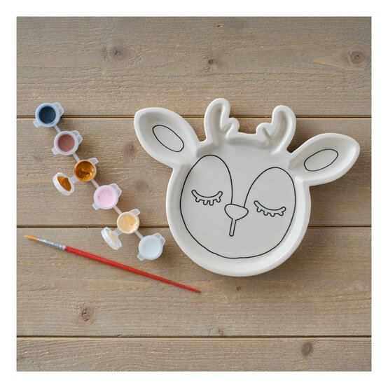 Paint Your Own Ceramic Reindeer Plate image number 2