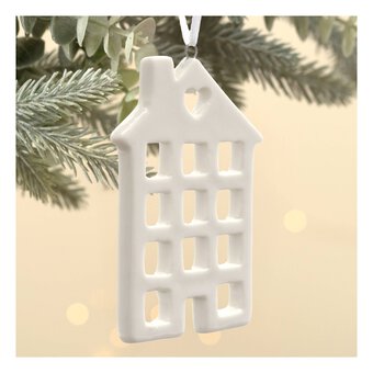 Hanging Glazed Ceramic House Decoration 8cm