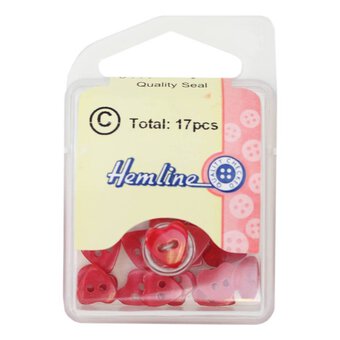 Hemline Red Basic Hearts Button 17 Pack