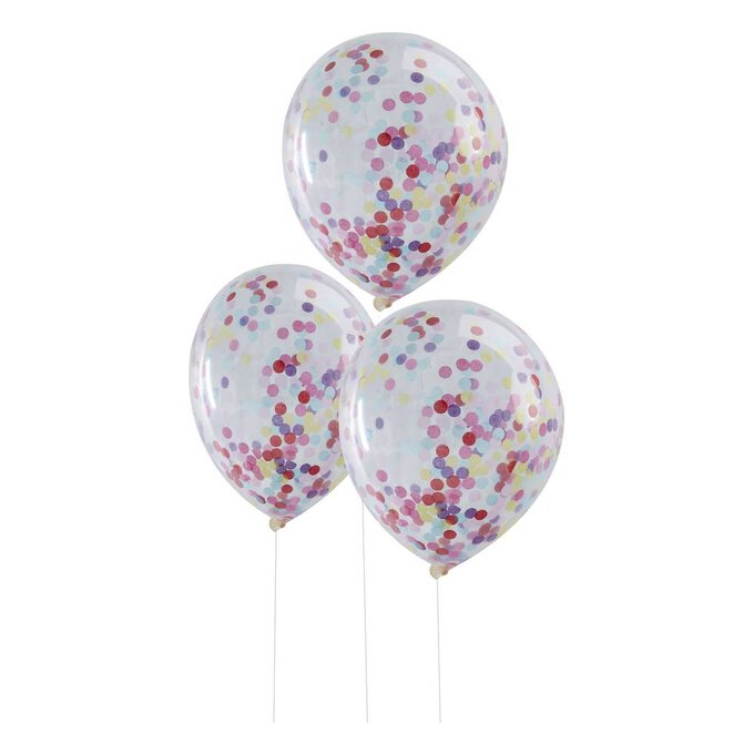 Multi-Coloured Confetti Balloons 5 Pack image number 1