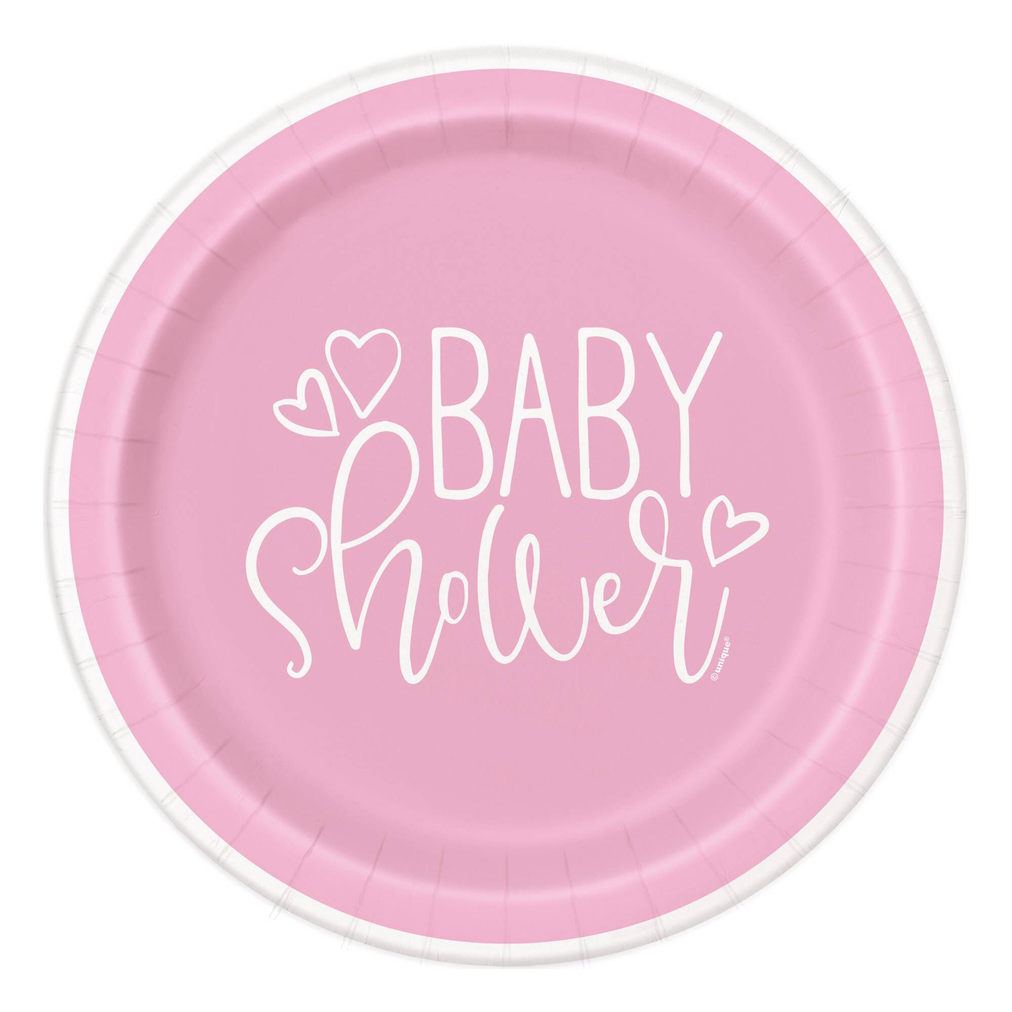 Small Pink Hearts Baby Shower Paper Plates 8 Pack Hobbycraft