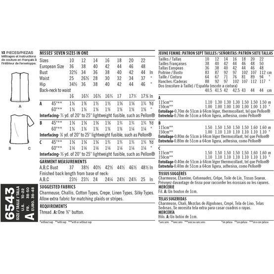 New Look Women's Top Sewing Pattern 6543 image number 3