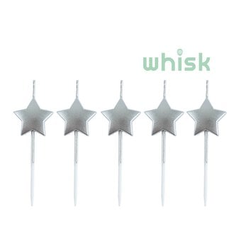 Whisk Silver Star Candles 5 Pack