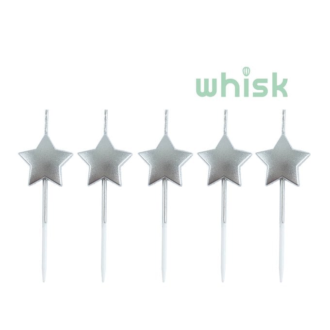 Whisk Silver Star Candles 5 Pack image number 1