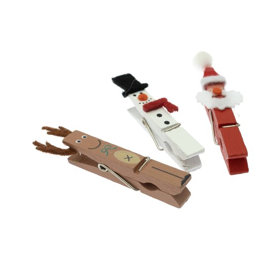 Wooden Christmas Character Pegs 12 Pack image number 3