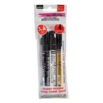 Pebeo Gold, White and Black Deco Markers 3 Pack