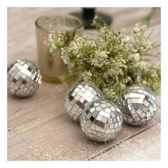 Mini Silver Mirror Balls 4 Pack