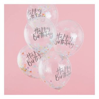 Ginger Ray Pastel Birthday Confetti Balloons 5 Pack